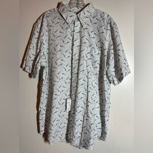 NWT Brooks Brothers White and‎ Blue Paisley Casual Shirt, Size L (242)